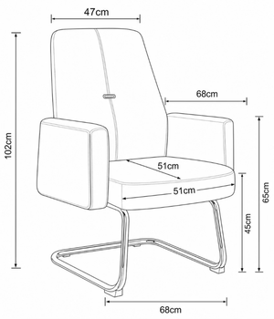 815C Low Back Leather Guest Chair Dimensions