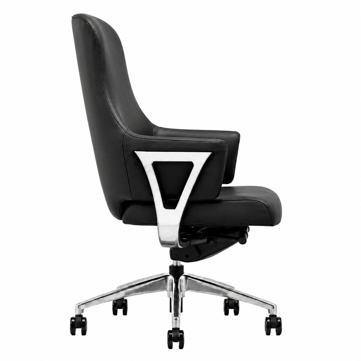 9011A Mid Back Leather Chair - Black Side view