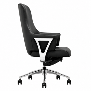 9011A Mid Back Leather Chair - Black Side view