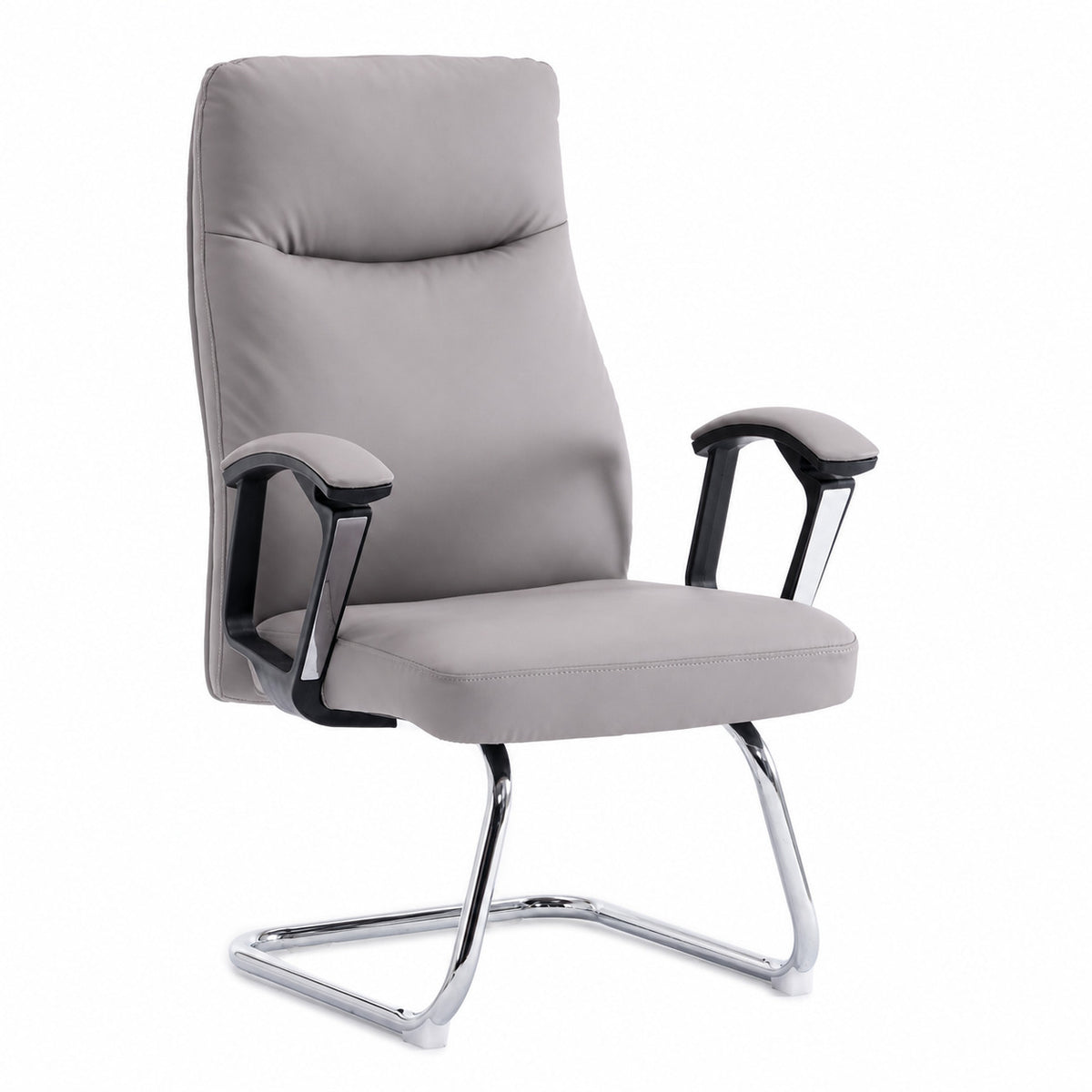 811C Mid Back Leather Guest Chair - Light Grey