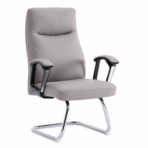 811C Mid Back Leather Guest Chair - Light Grey