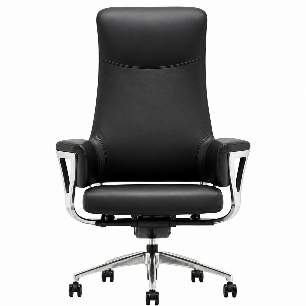 9011 High Back Leather Chair - Black Front view