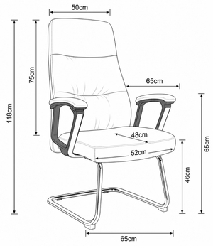 811C Mid Back Leather Guest Chair Dimensions