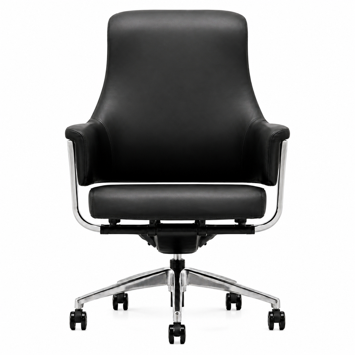 9011A Mid Back Leather Chair - Black Front view