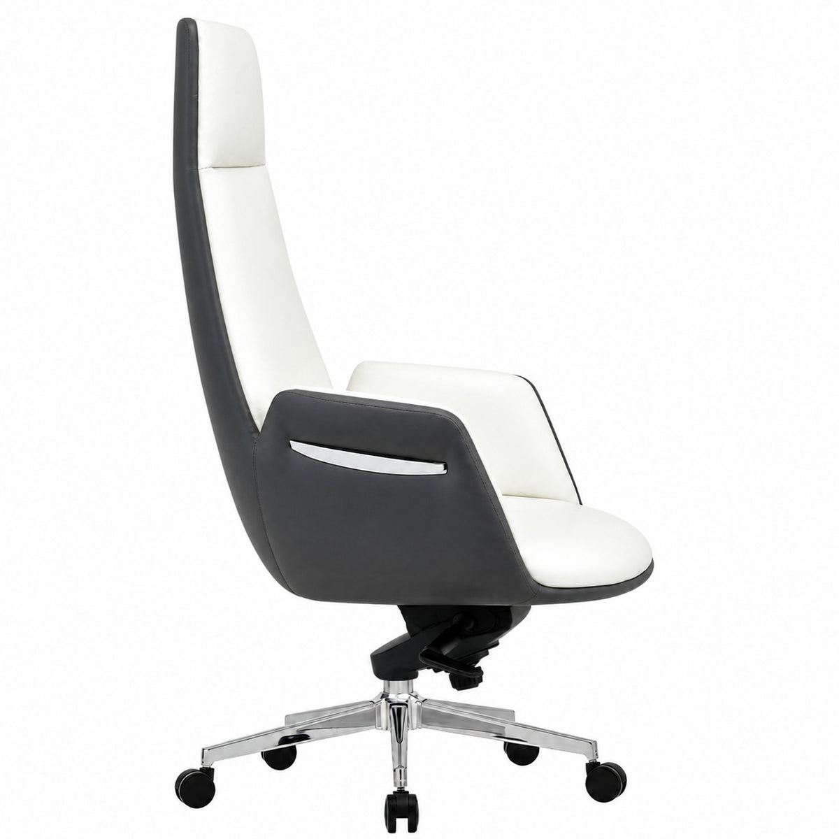 6830A High Back Leather Chair - White Side view