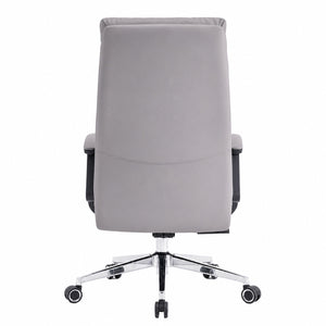 811A High Back Leather Chair - Light Grey Back view