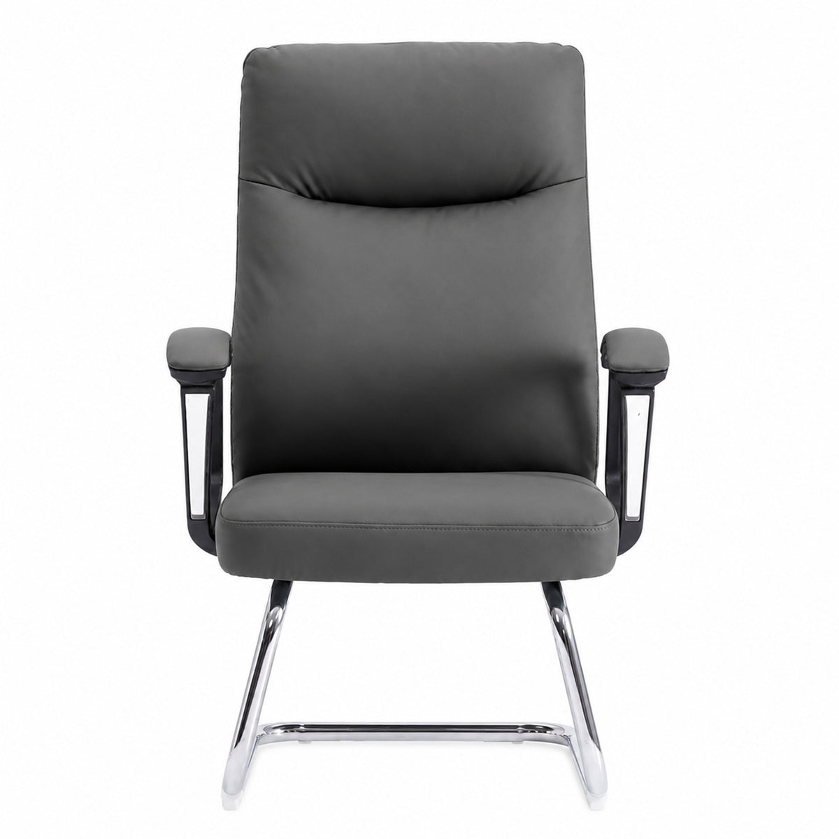 811C Mid Back Leather Guest Chair - Dark Grey Front view
