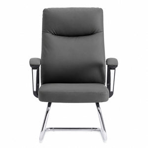 811C Mid Back Leather Guest Chair - Dark Grey Front view
