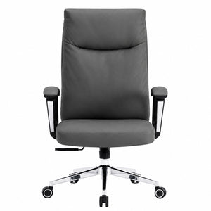 811A High Back Leather Chair - Dark Grey Front view