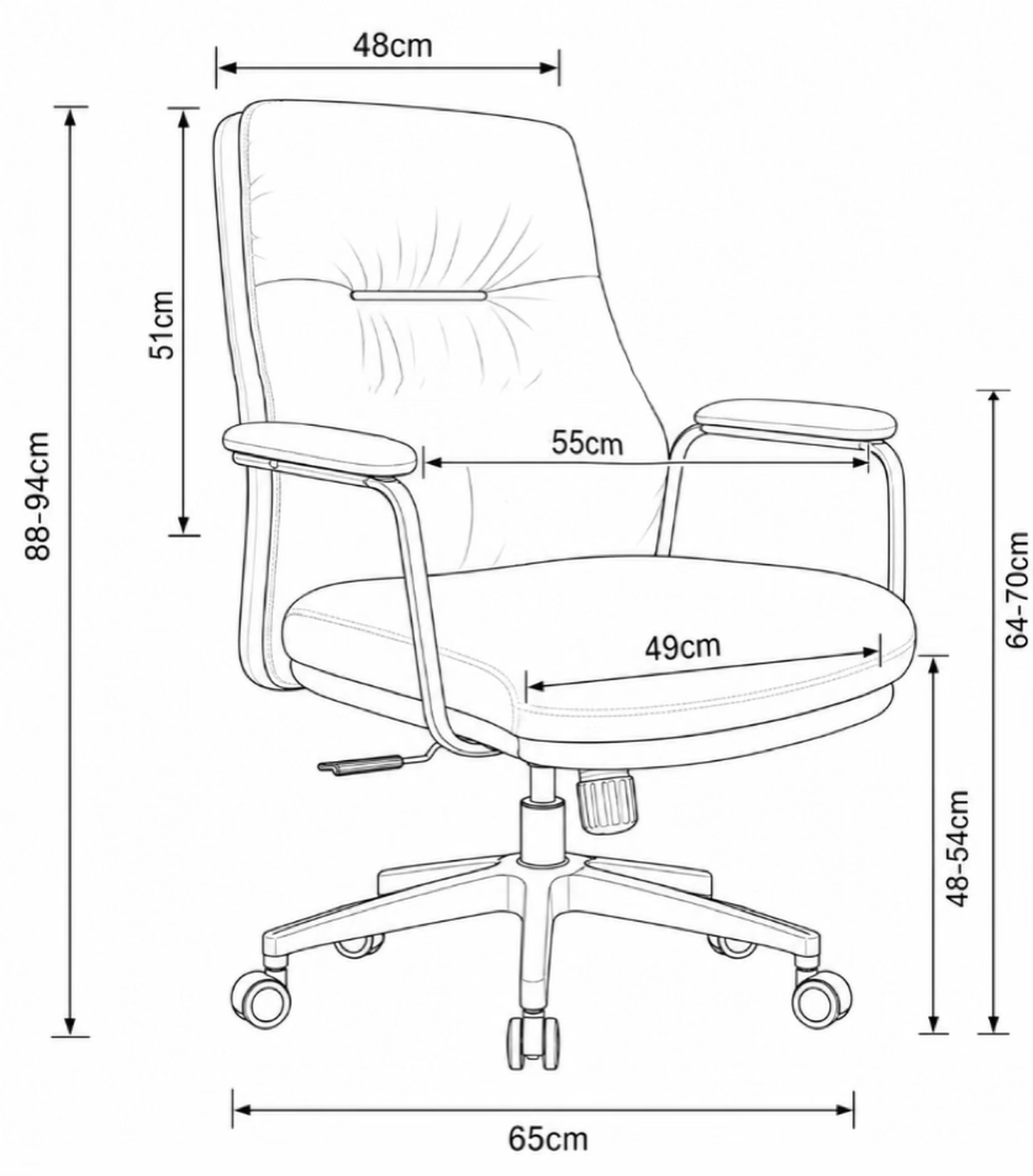 203 Low Back Leather Chair Dimensions