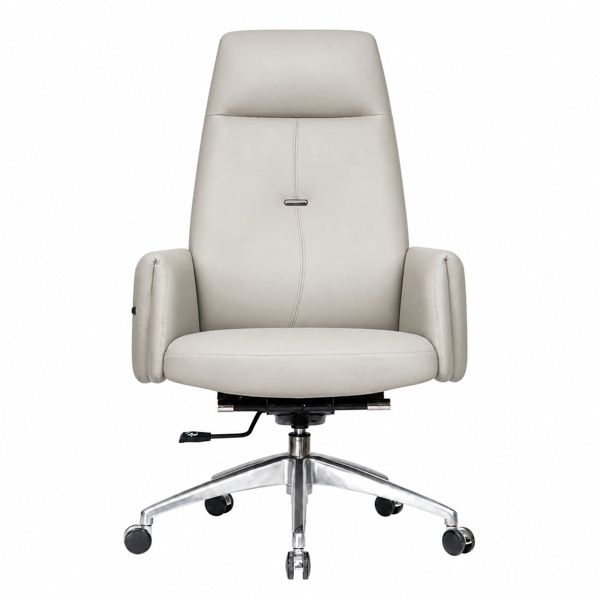 815A High Back Leather Chair - Light Grey Front view