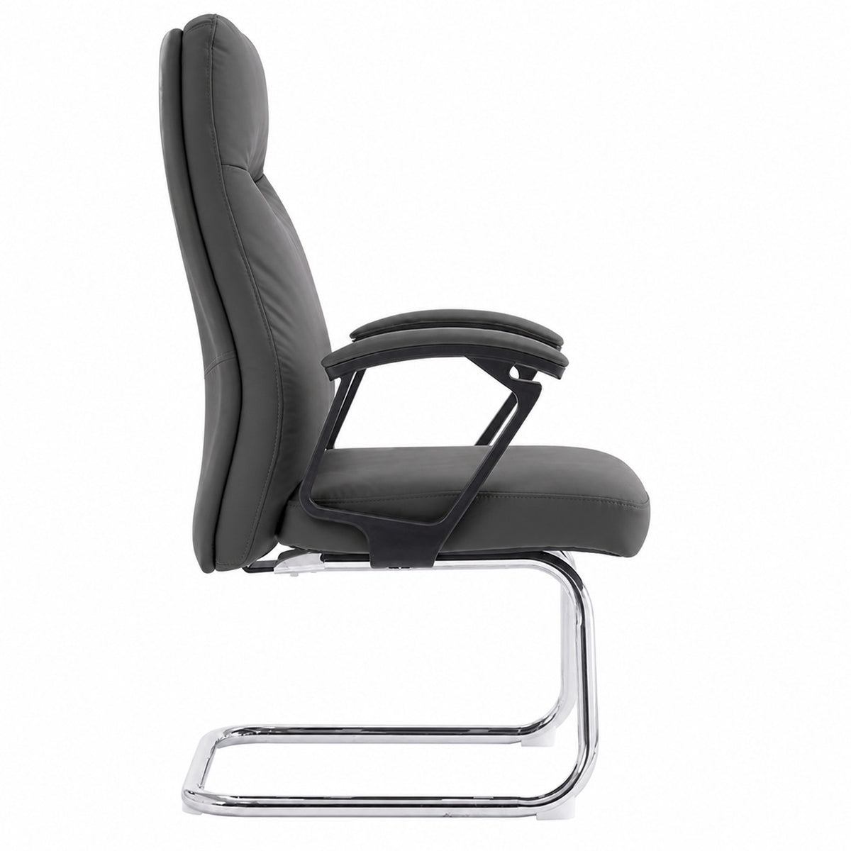 811C Mid Back Leather Guest Chair - Dark Grey Front view