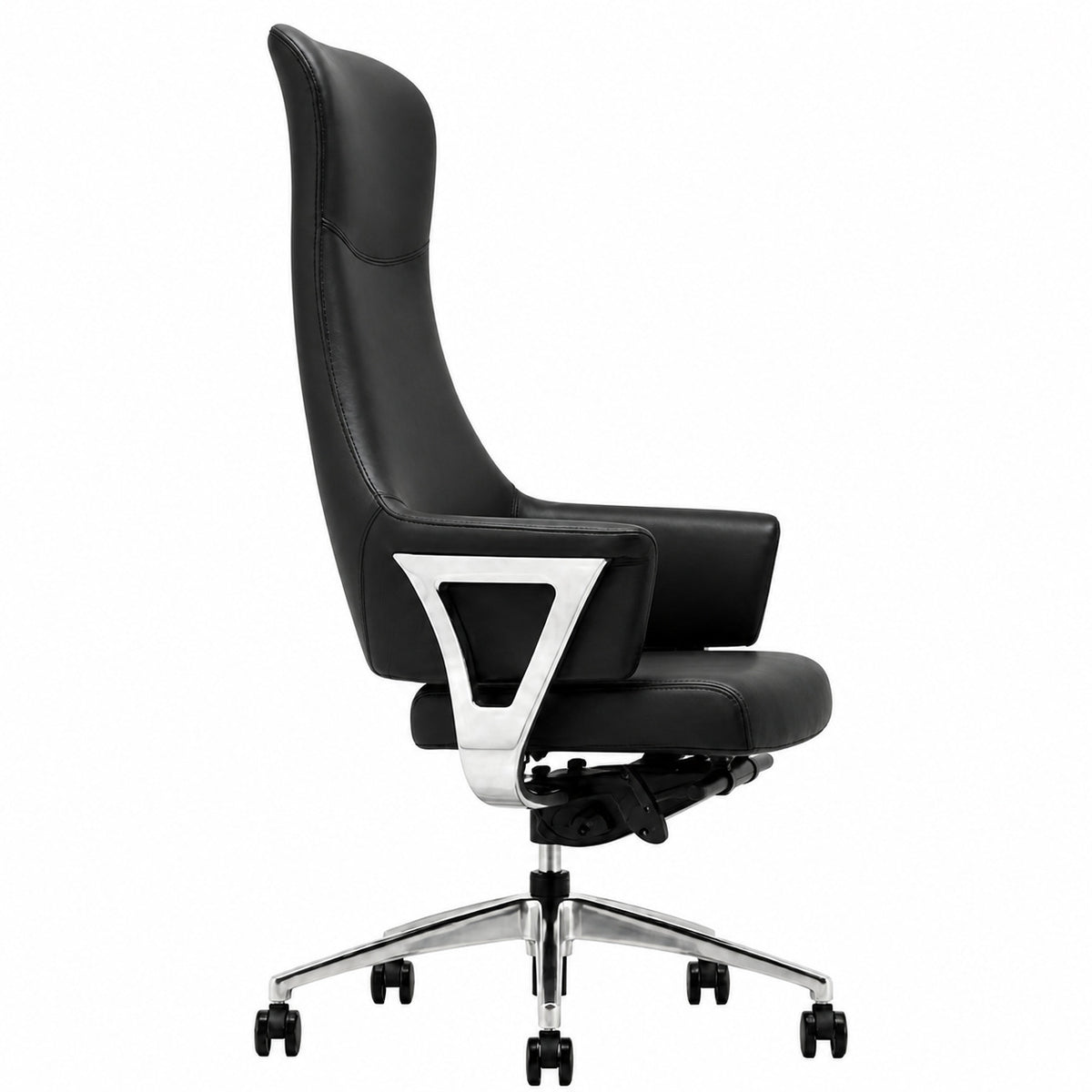 9011 High Back Leather Chair - Black Side view