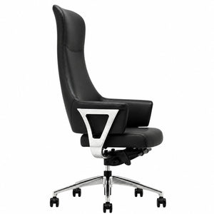 9011 High Back Leather Chair - Black Side view