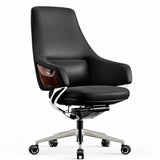 1828B Mid Back Leather Chair - Black