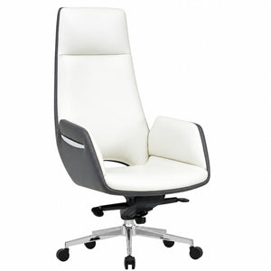 6830A High Back Leather Chair - White