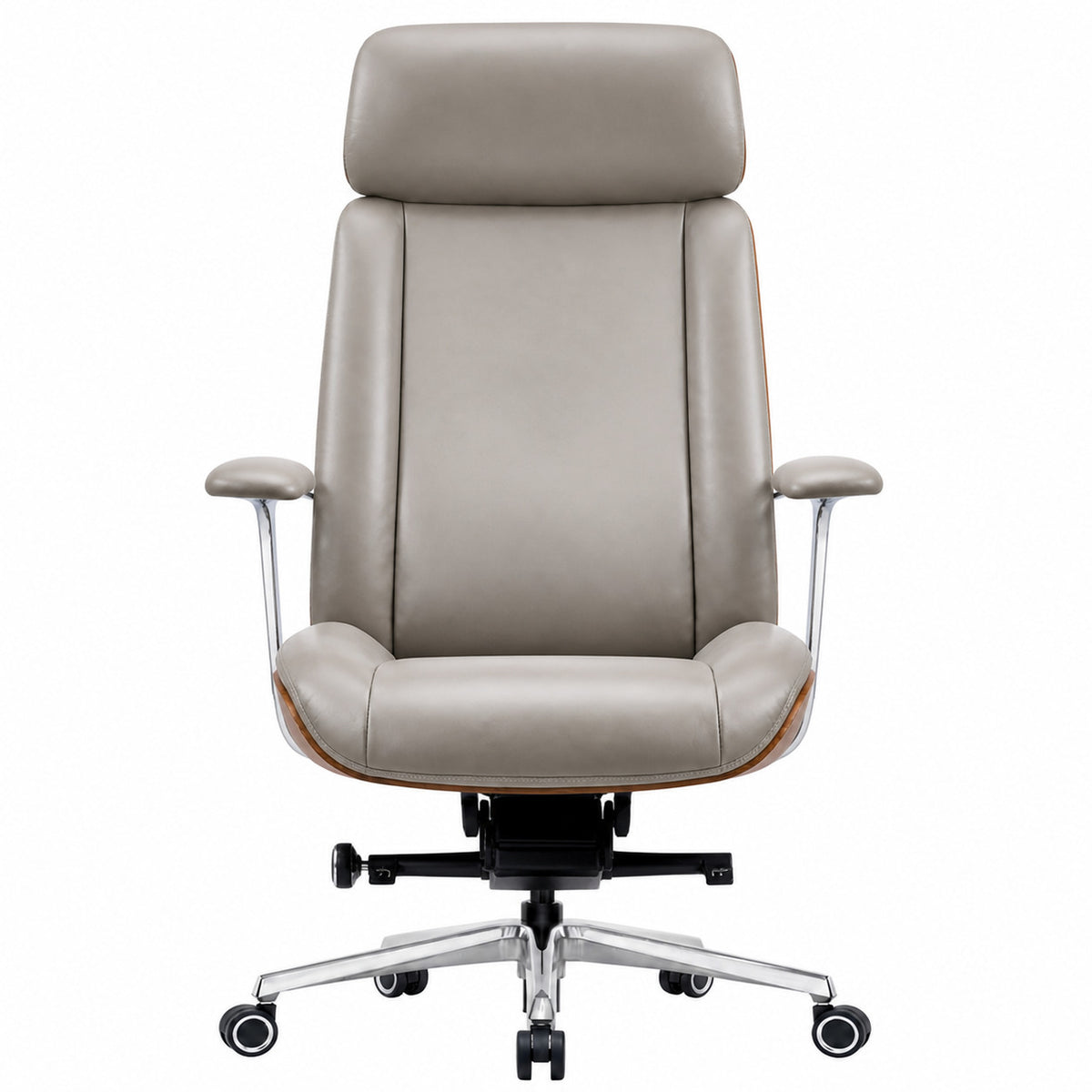 GATSBY High Back Leather Chair - Light Grey Front view
