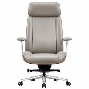GATSBY High Back Leather Chair - Light Grey Front view