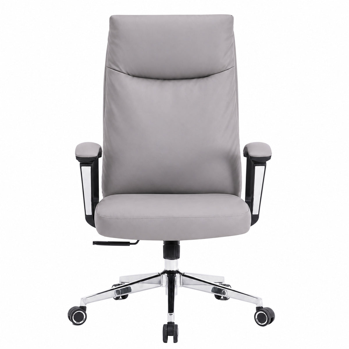811A High Back Leather Chair - Light Grey Front view