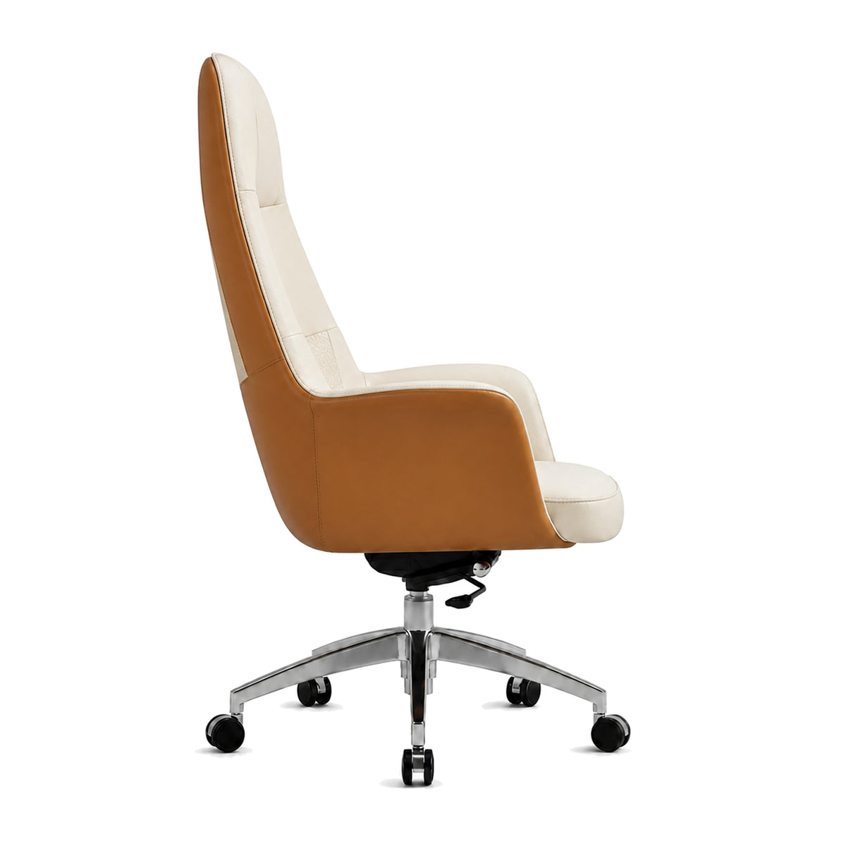 A2601-1 High Back Leather Chair - Cream Side view