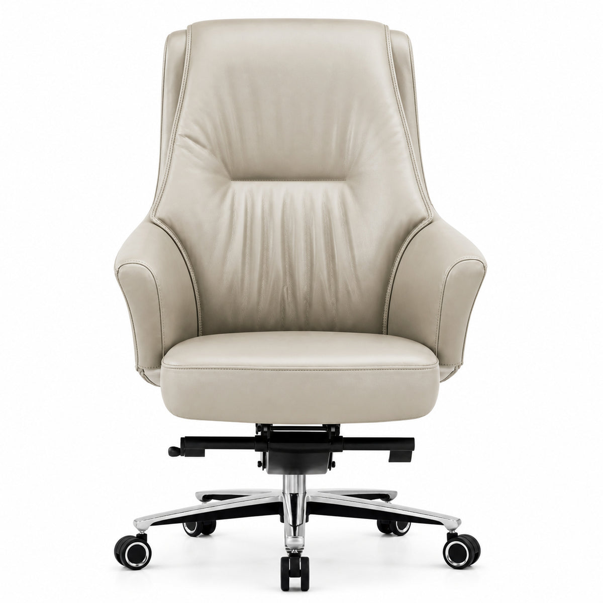 8597B Mid Back Leather Chair - Khaki Front view