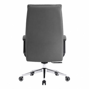 811A High Back Leather Chair - Dark Grey Back view