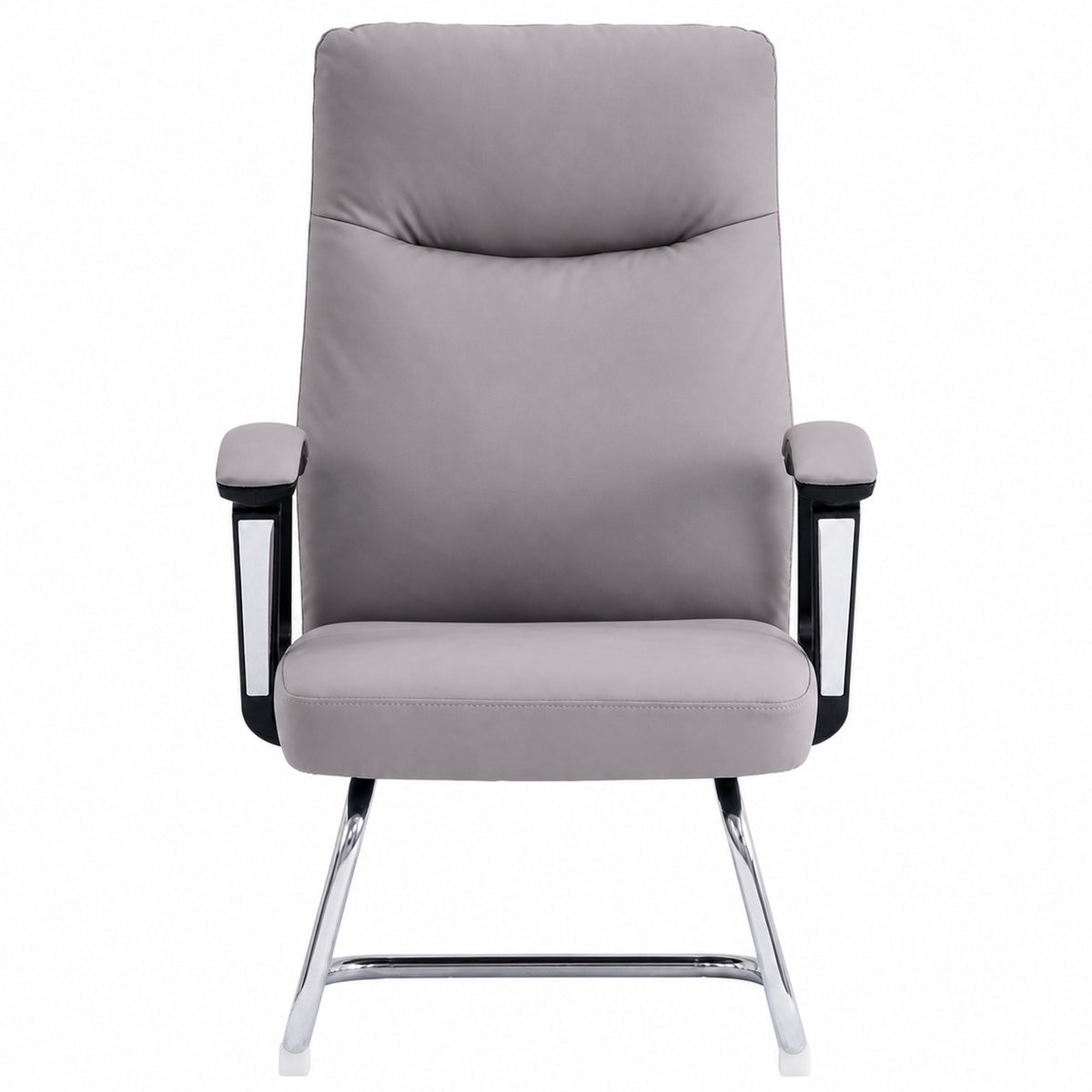 811C Mid Back Leather Guest Chair - Light Grey Front view
