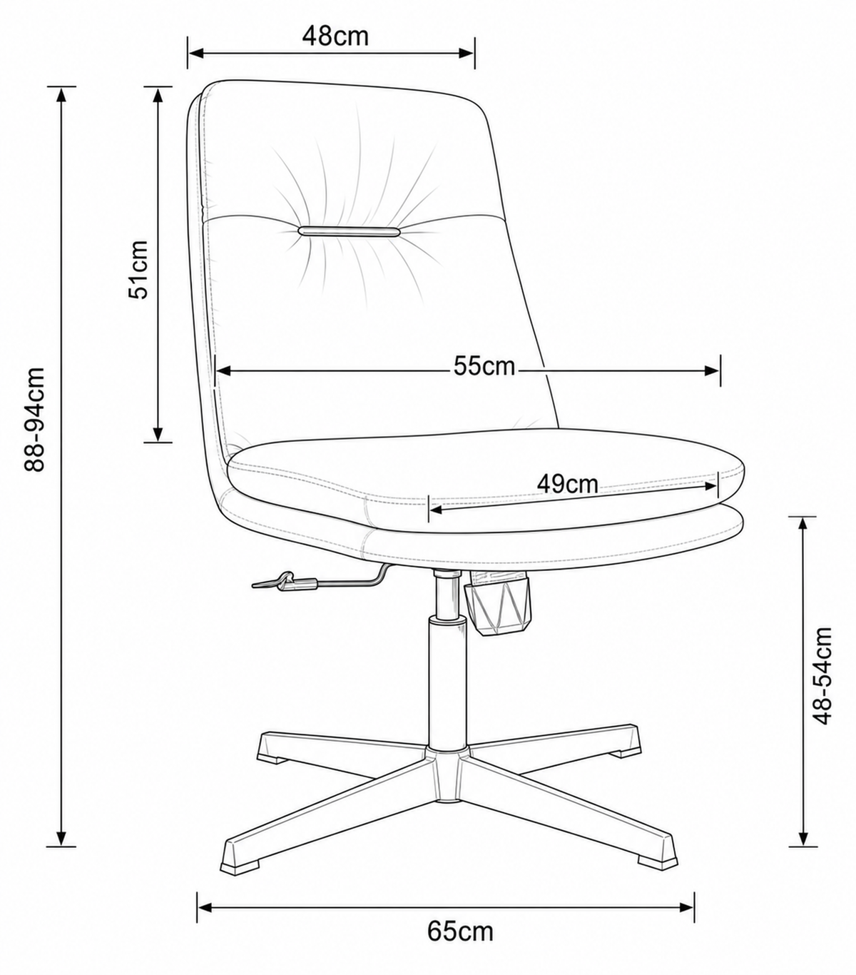 203BV Low Back Leather Chair Dimensions