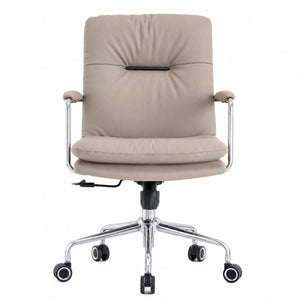 203 Low Back Leather Chair - Khaki Front view