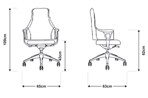 9011A Mid Back Leather Chair Dimensions