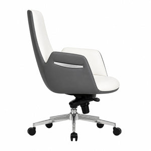 6830B Mid Back Leather Chair - White Side view