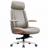 GATSBY High Back Leather Chair - Light Grey