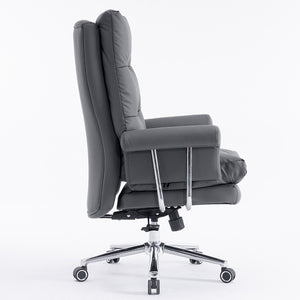 807 High Back Leather Chair - Dark Grey Side view