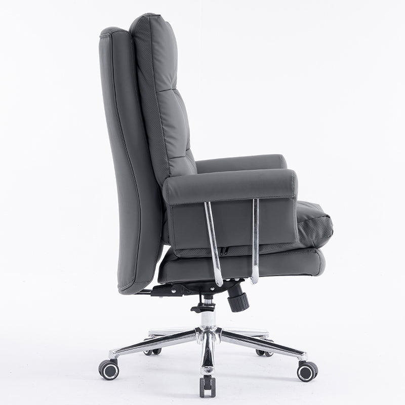 807 High Back Leather Chair - Dark Grey Side view