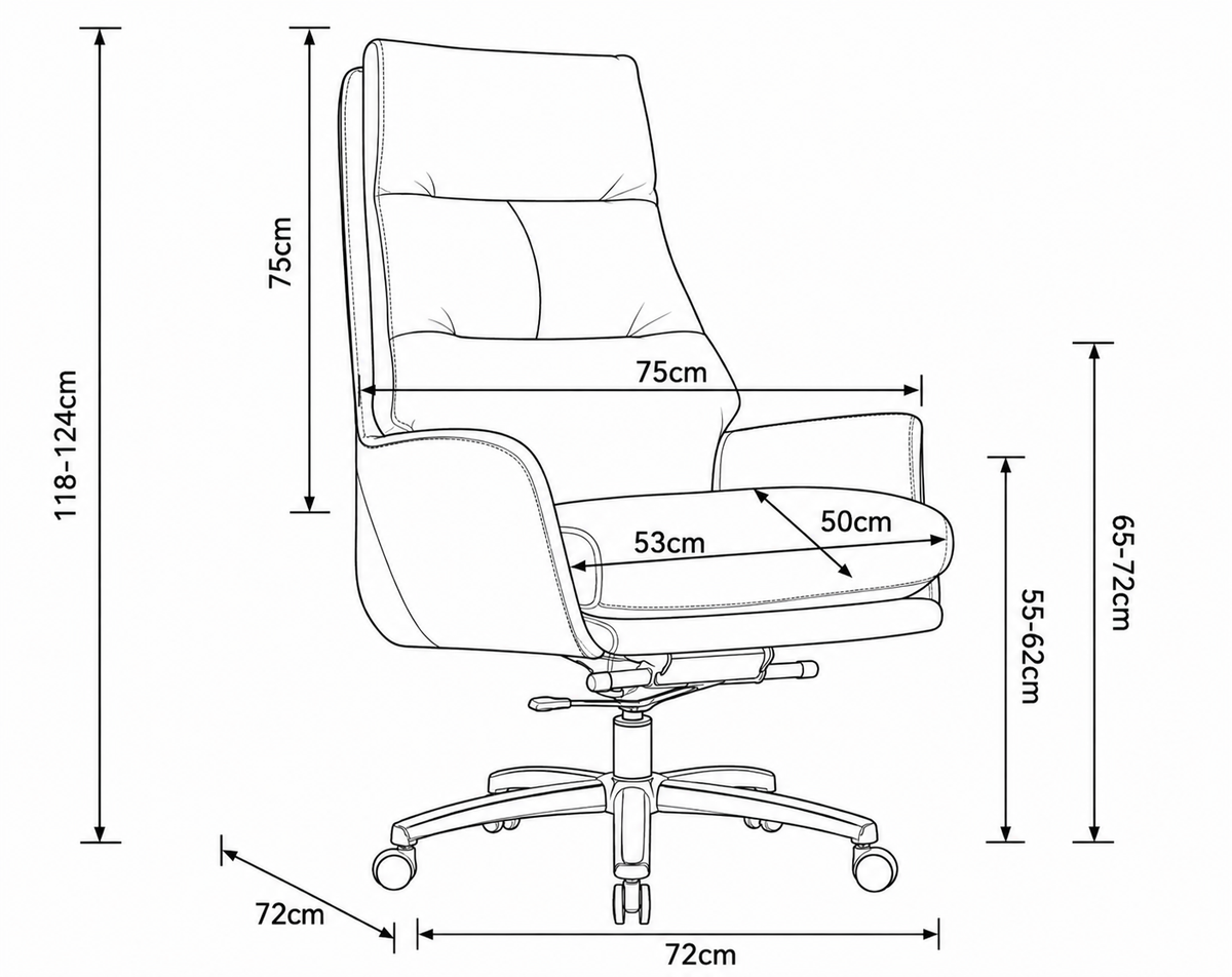2206A High Back Leather Chair Dimensions