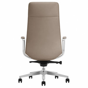 HG61A High Back Leather Chair - Light Grey Back view