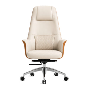A2601-1 High Back Leather Chair - Cream Front view