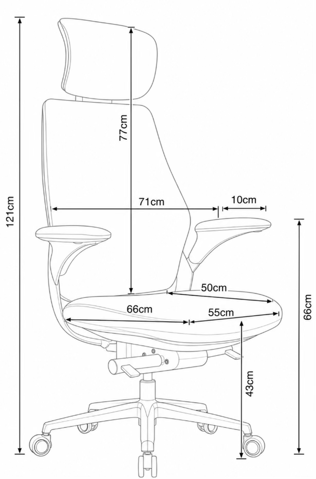 BUTTERFLY High Back Leather Chair Dimensions