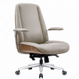 GATSBY Mid Back Leather Chair - Light Grey