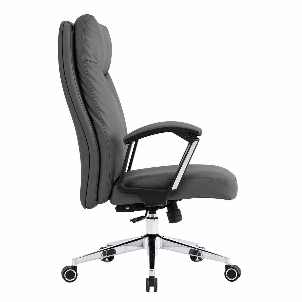 811A High Back Leather Chair - Dark Grey Side view
