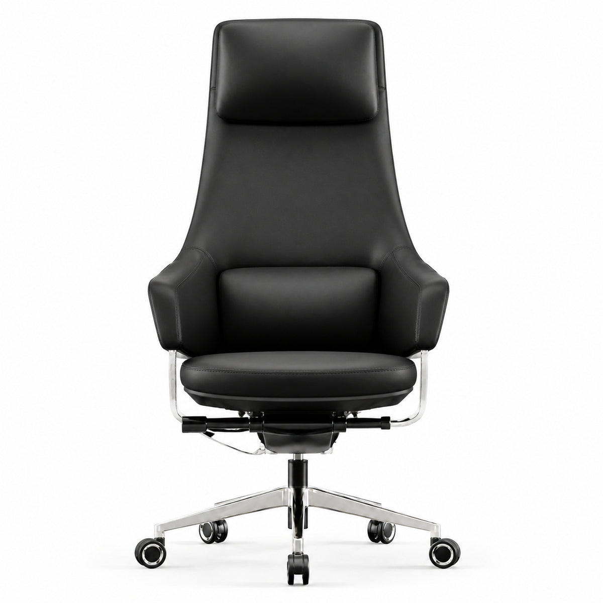 1828A High Back Leather Chair - Black Front view