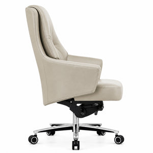8597B Mid Back Leather Chair - Khaki Side view