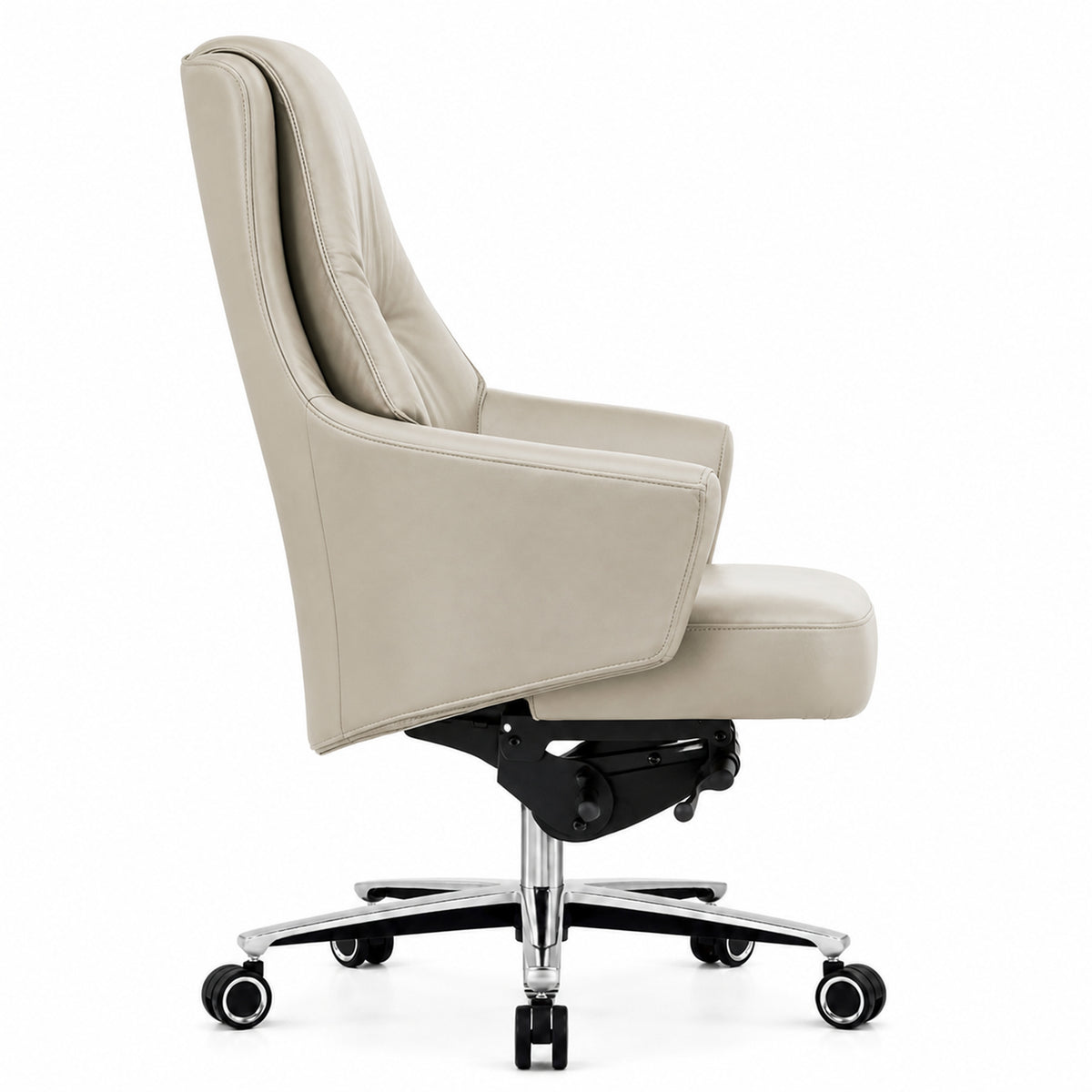 8597B Mid Back Leather Chair - Khaki Side view
