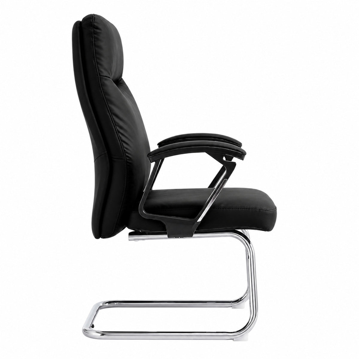 811C Mid Back Leather Guest Chair - Black Side view