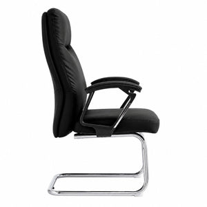 811C Mid Back Leather Guest Chair - Black Side view