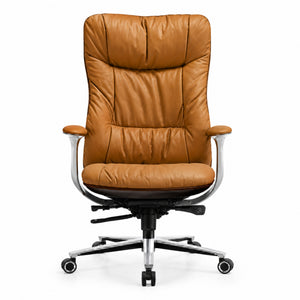 1809A High Back Leather Chair - Brown Front view