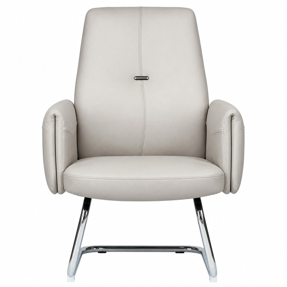 815C Low Back Leather Guest Chair - Light Grey Front view