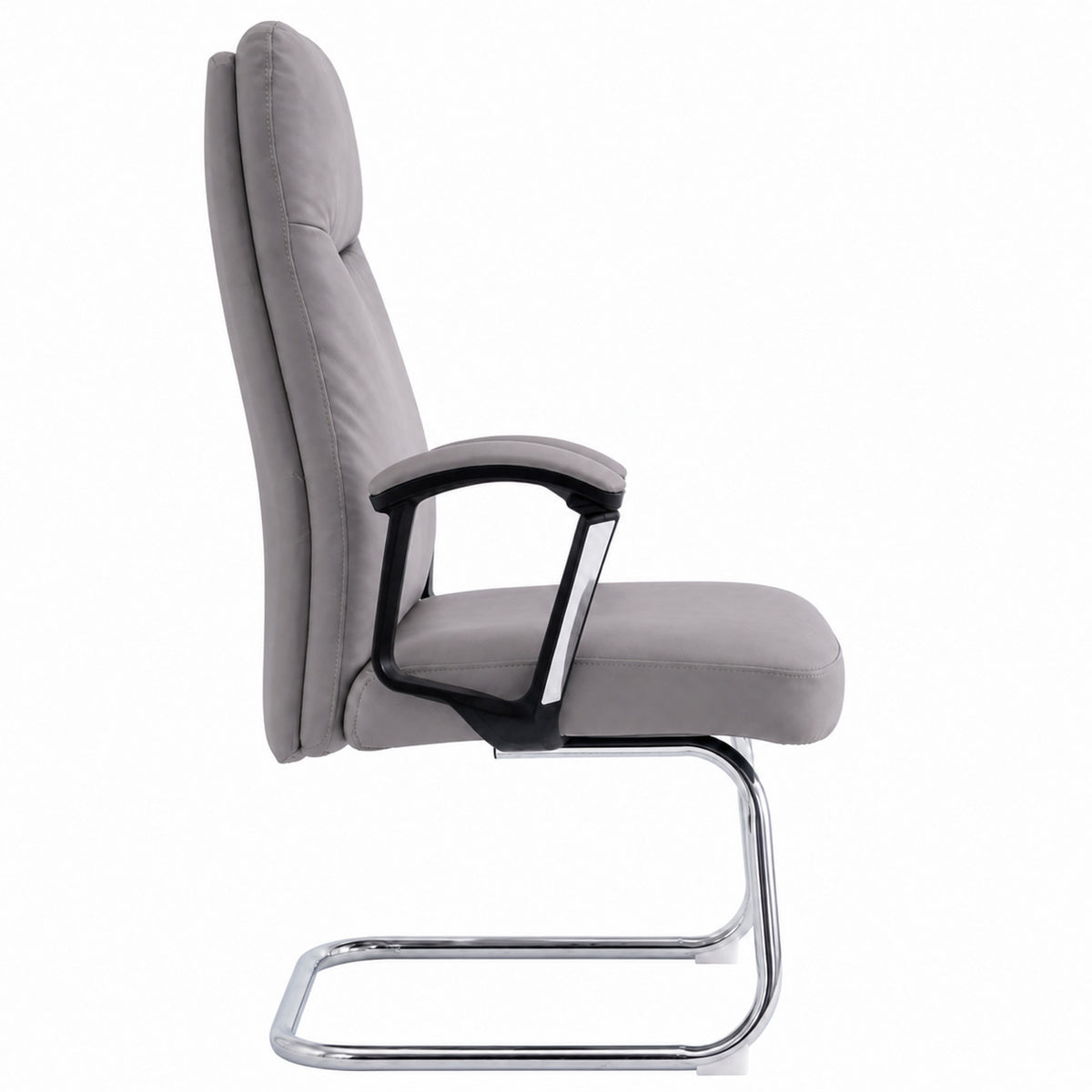 811C Mid Back Leather Guest Chair - Light Grey Front view