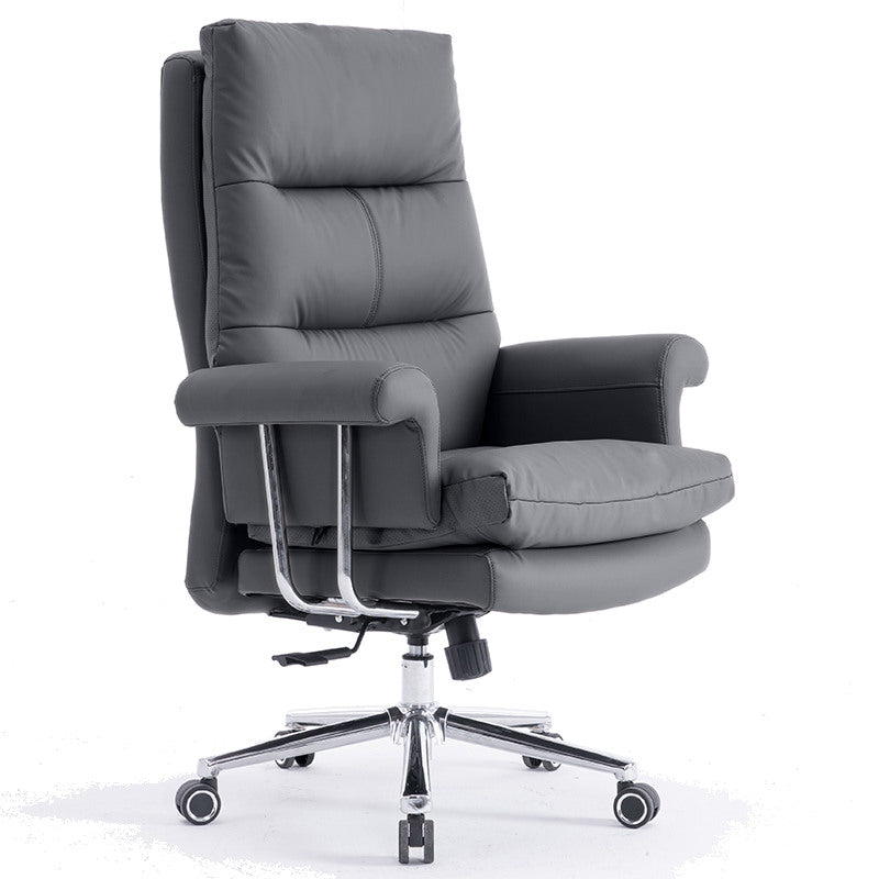 807 High Back Leather Chair - Dark Grey