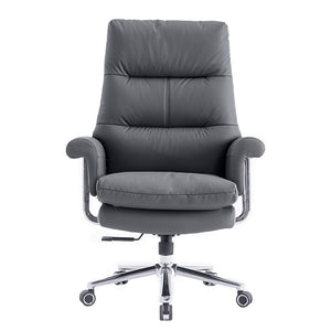 807 High Back Leather Chair - Dark Grey Front view